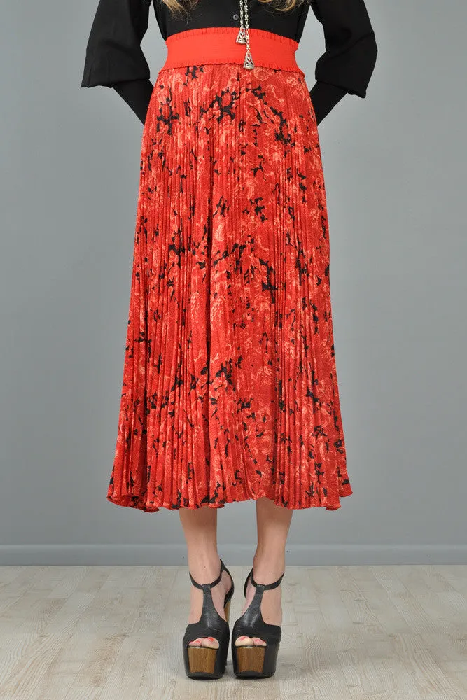 Christian Dior Boutique Pleated Floral Maxi Skirt