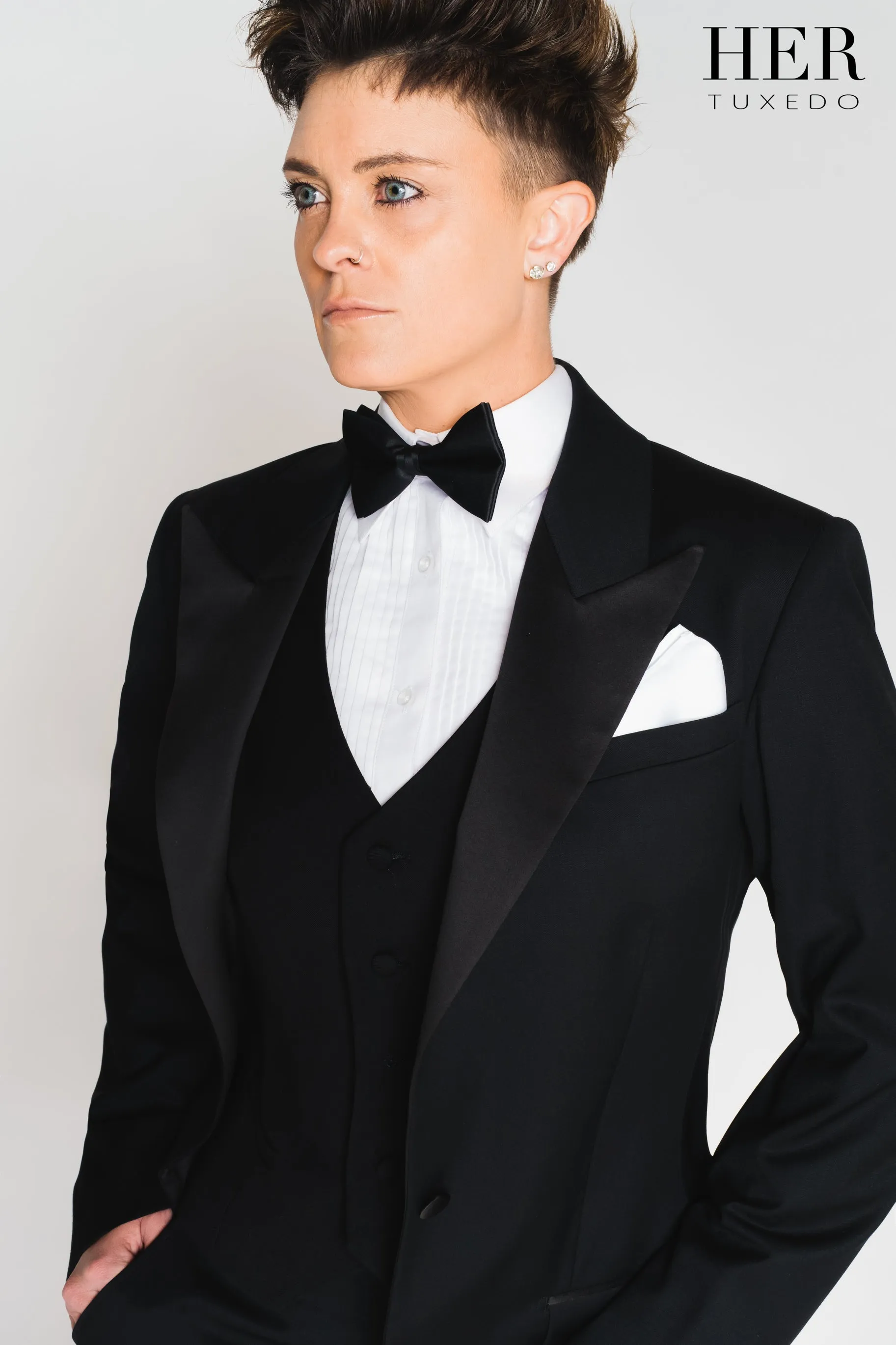 Classic Black Wide Peak Lapel Tuxedo Suit ( Pants with Tuxedo Stripe) (Two Piece)