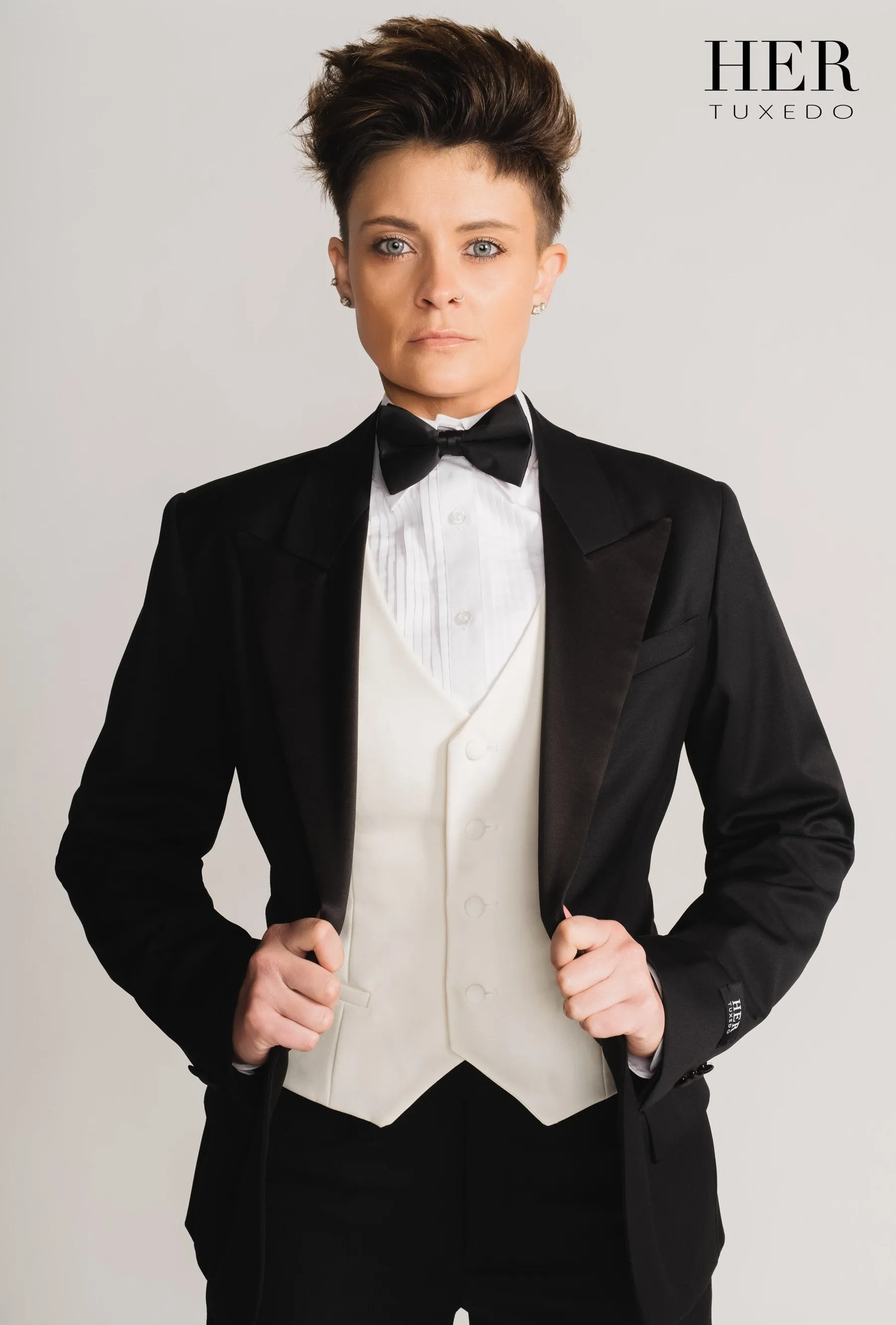 Classic Black Wide Peak Lapel Tuxedo Suit ( Pants with Tuxedo Stripe) (Two Piece)