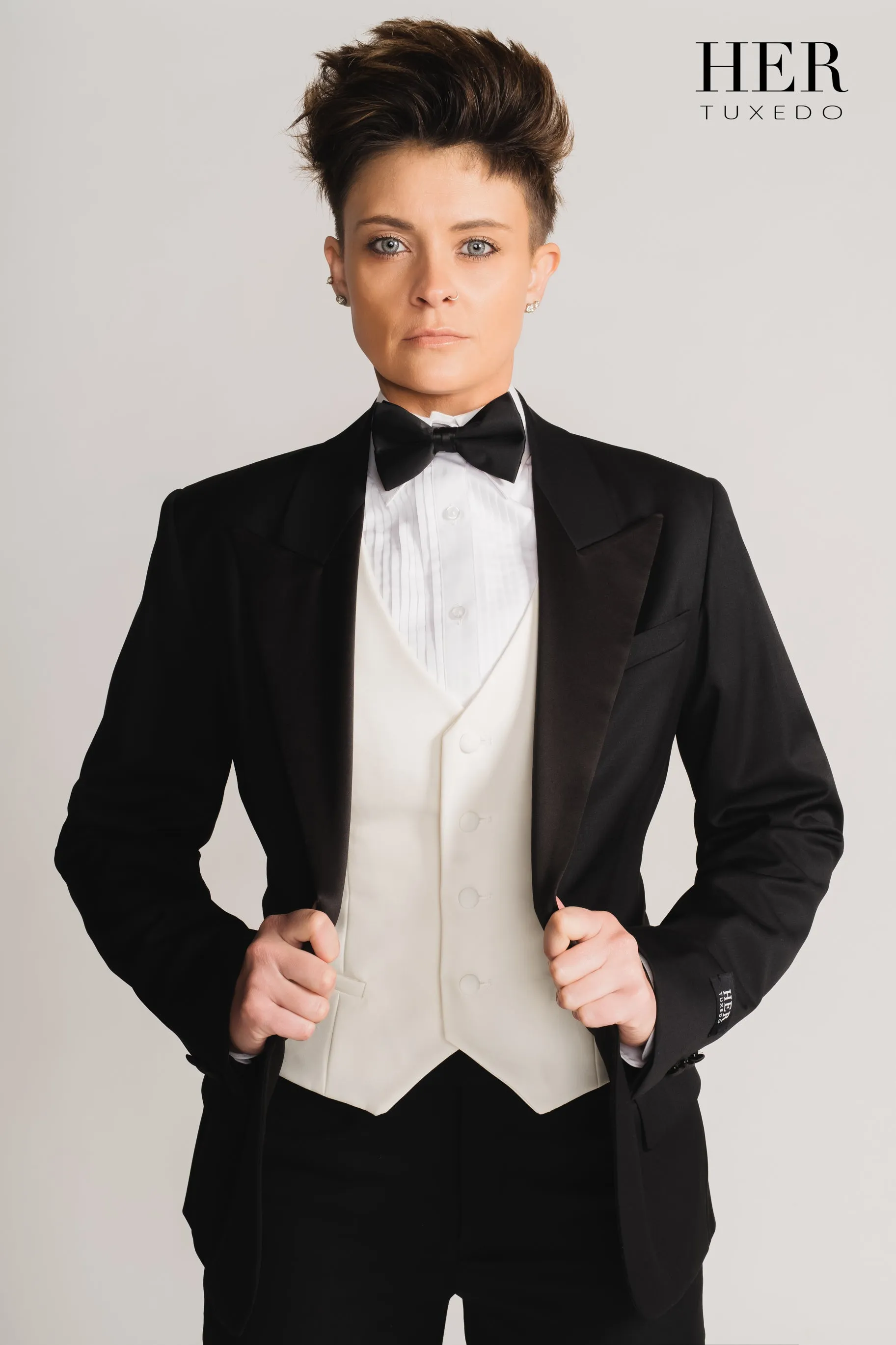 Classic Black Wide Peak Lapel Tuxedo Suit ( Pants with Tuxedo Stripe) (Two Piece)