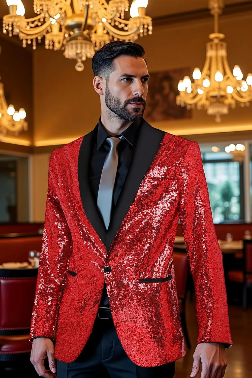 Coucoland Sequin Blazer Men-Tuxedo Jacket Sequin Suit Men Sport Coats