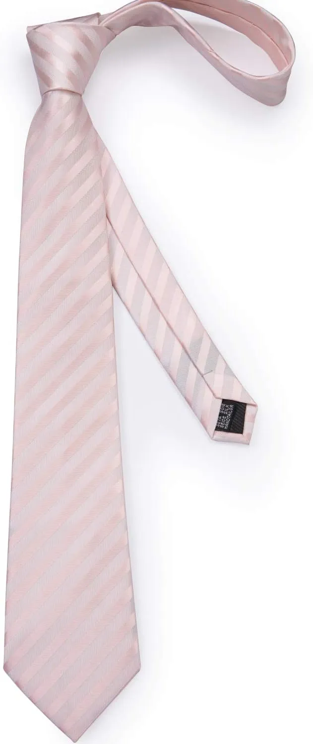 DiBanGu Mens Silk Necktie Solid Color Tie and Pocket Square Cufflink Tie Clip Set Woven Plain Ties for Men Wedding Party