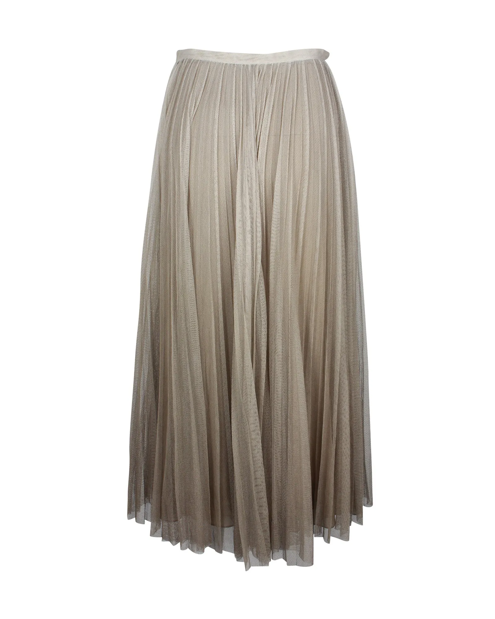 Dior Pleated Gradient Maxi Skirt in Beige Silk & Tulle