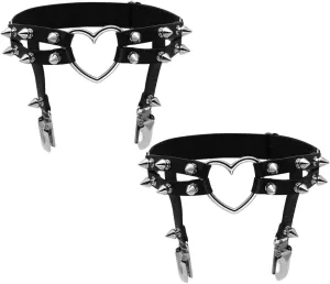 Eigso Steampunk Gothic Garter Belts Leg Rings Heart Love with Rivet Studded Elastic Band Adjustable