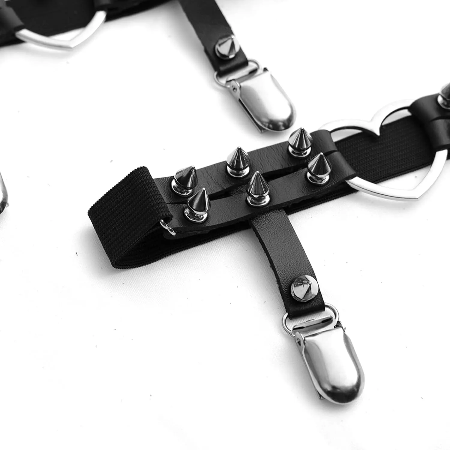 Eigso Steampunk Gothic Garter Belts Leg Rings Heart Love with Rivet Studded Elastic Band Adjustable