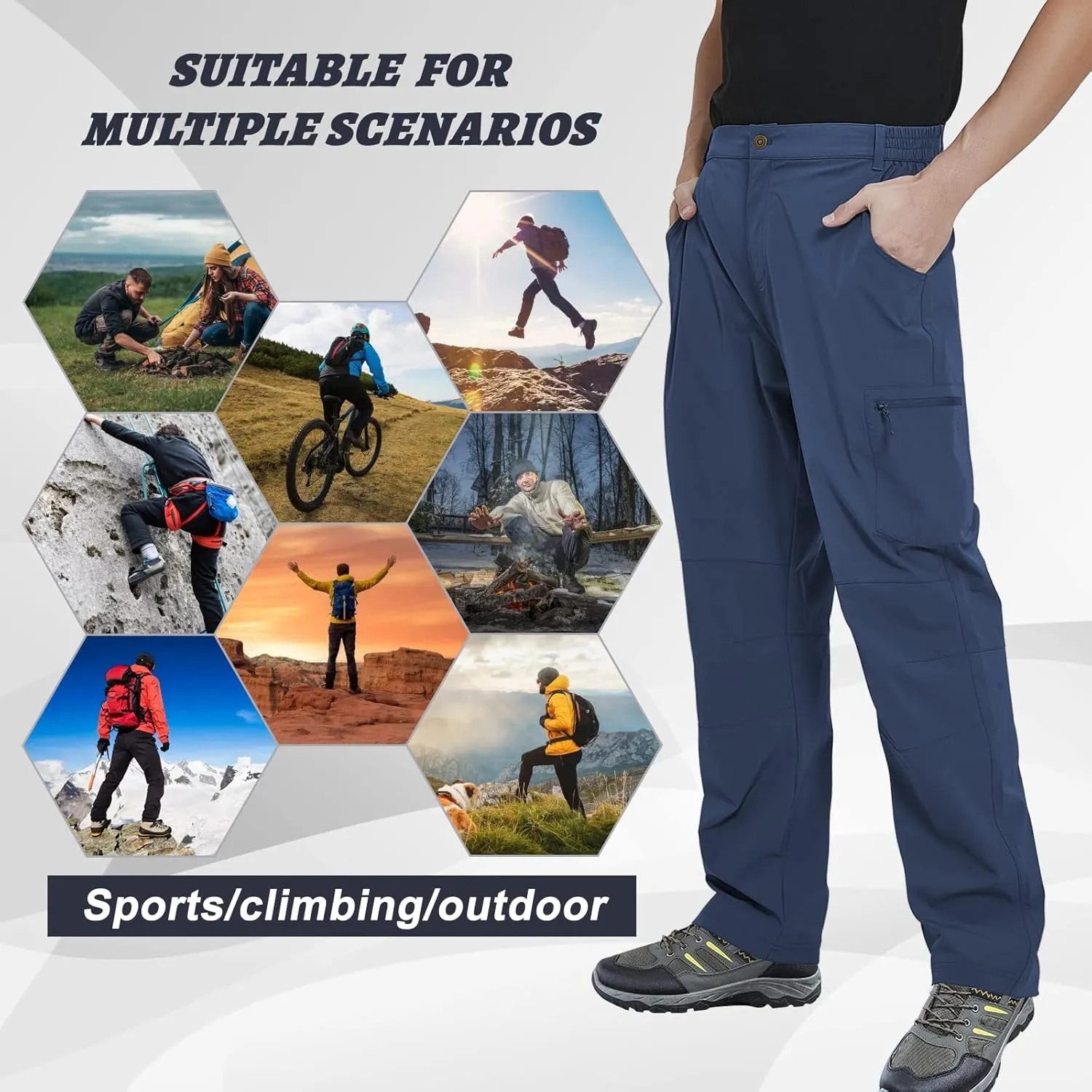 FEIXIANG Men's Cargo Pants Water Resistant Hiking Work Pants Multi Pockets Outdoor Tactical Pants for Men