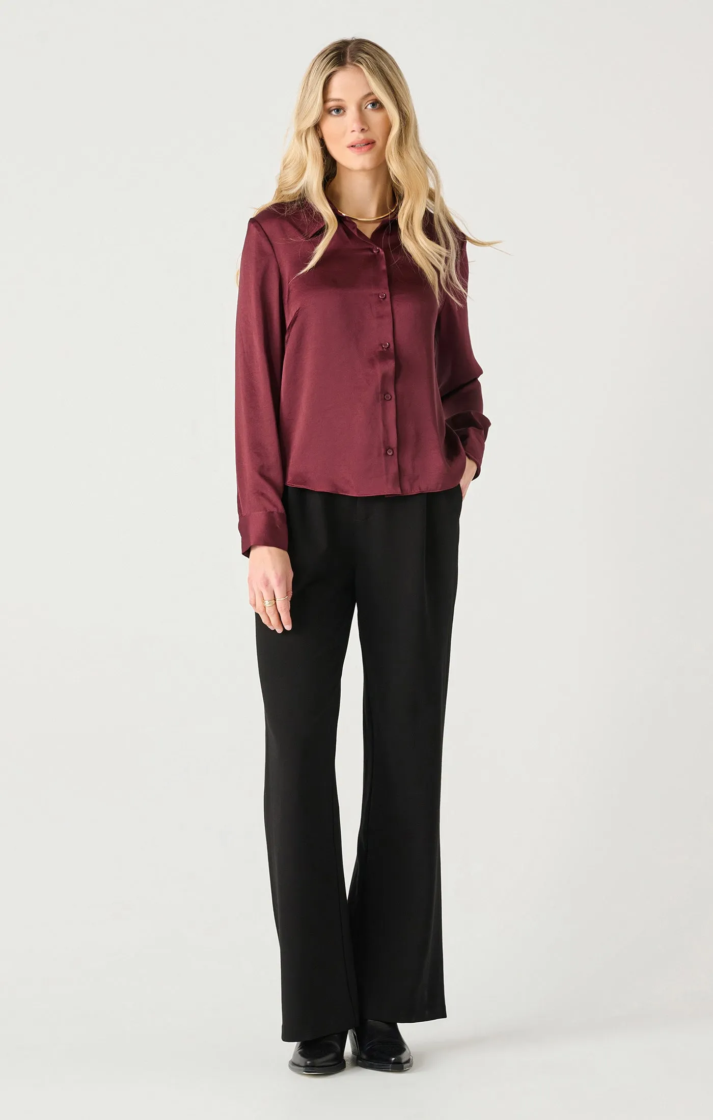 Flowy Satin Blouse | Deep Burgundy