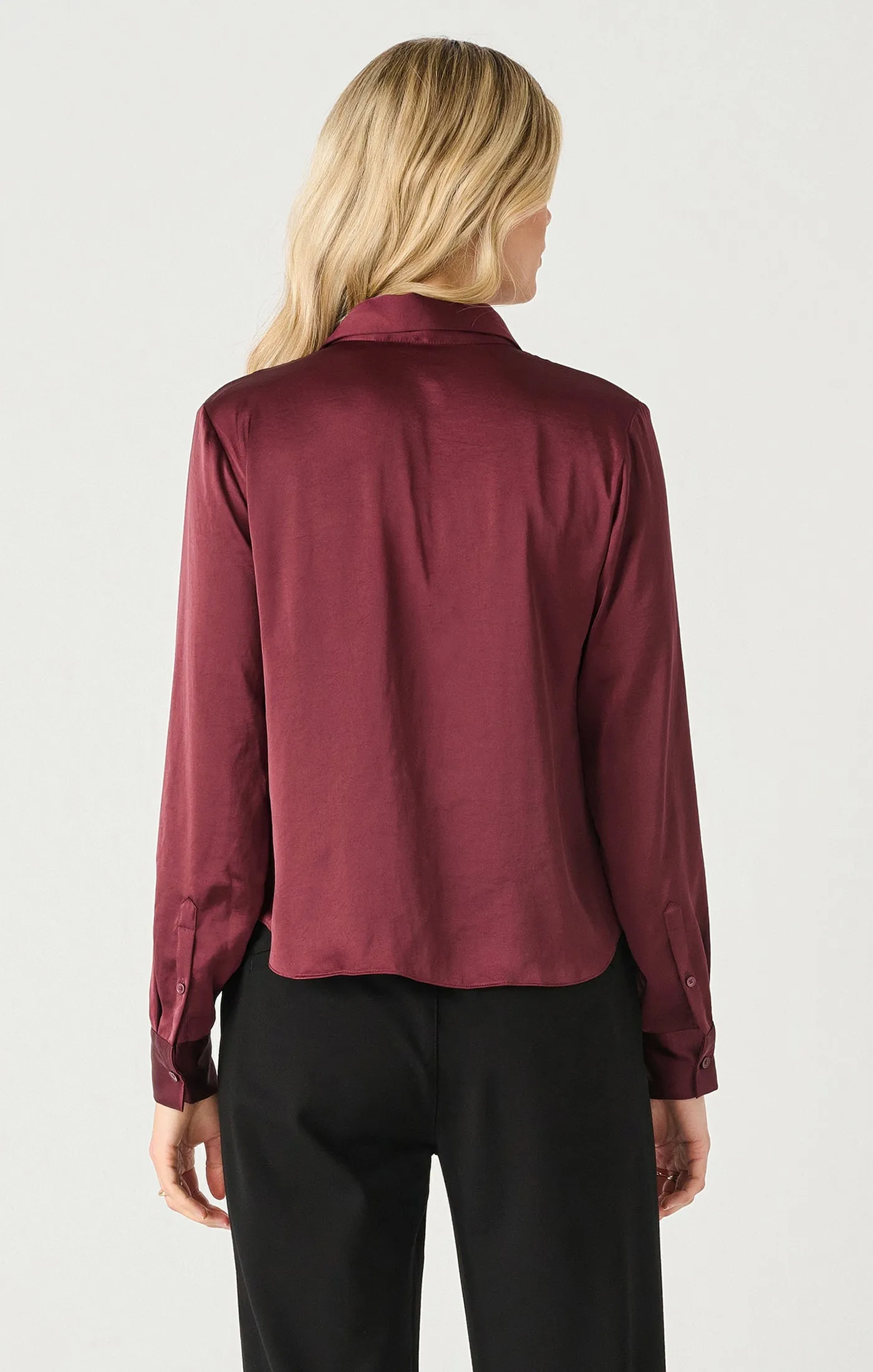 Flowy Satin Blouse | Deep Burgundy