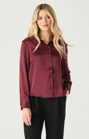 Flowy Satin Blouse | Deep Burgundy
