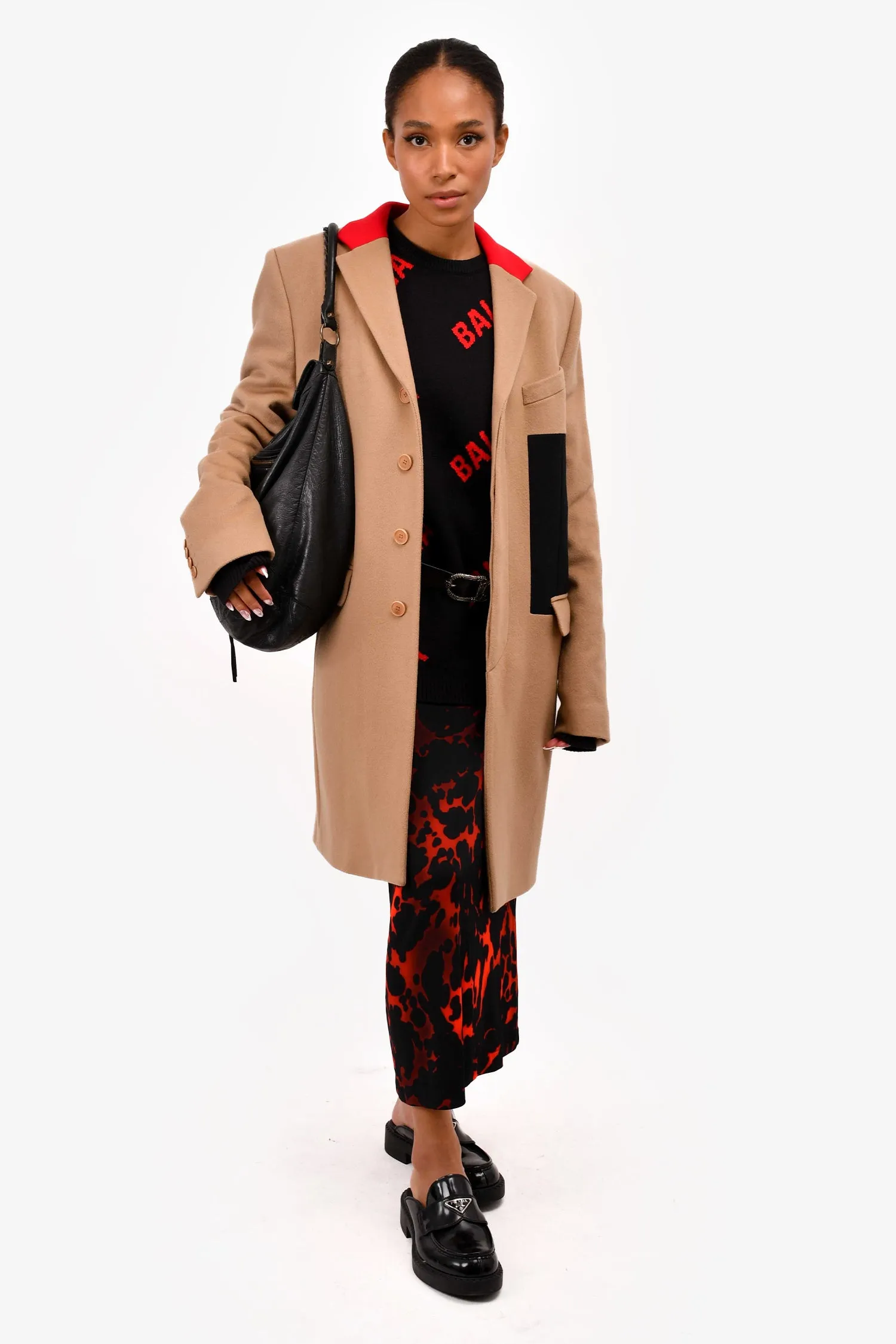Givenchy Brown Wool Colour-Block Coat Size 48 Mens