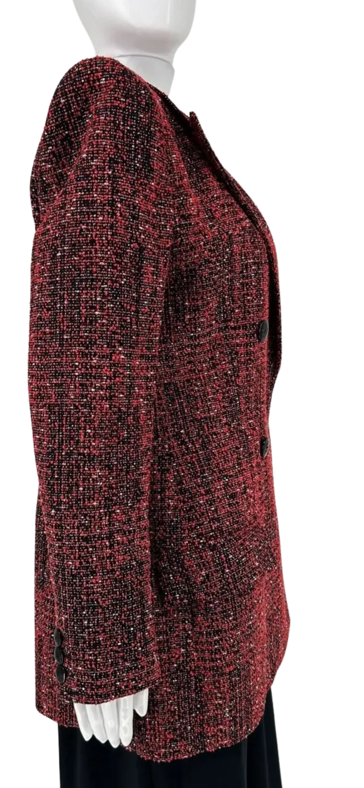 Givenchy Paris - Red Black and White Textured Double Breasted Strong Shoulder Peak Lapel Blazer/Jacket/Coat – Size 44