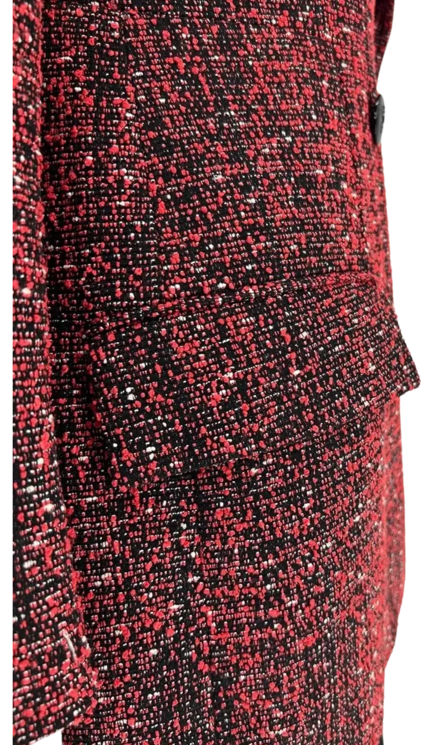 Givenchy Paris - Red Black and White Textured Double Breasted Strong Shoulder Peak Lapel Blazer/Jacket/Coat – Size 44