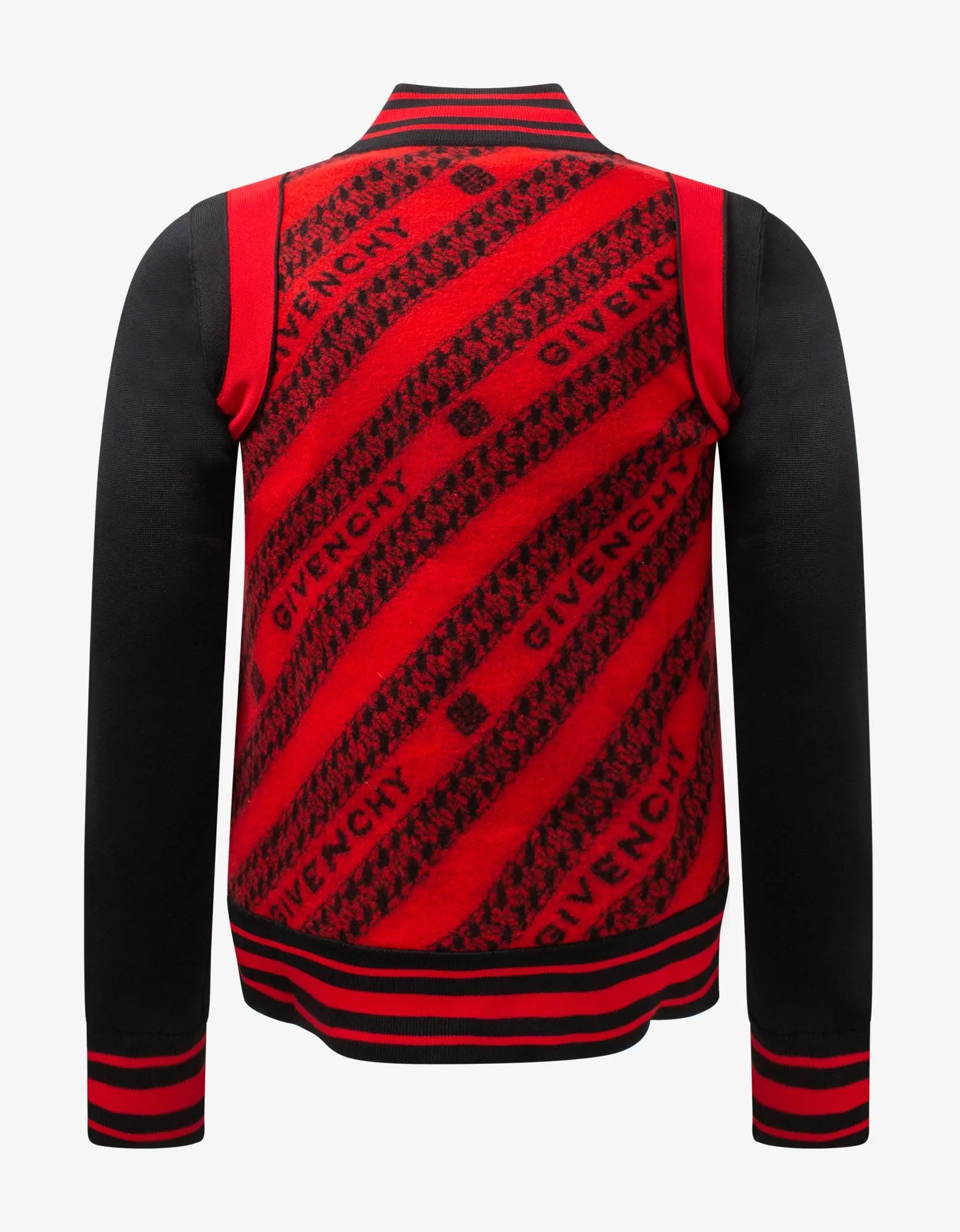 Givenchy Red & Black Chain Jacquard Bomber Jacket