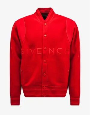Givenchy Red Wool Logo Bomber Jacket