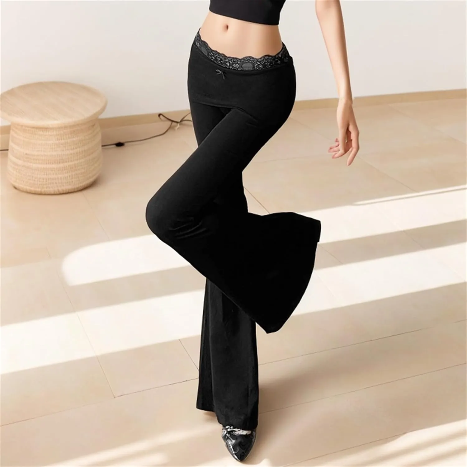 Gothic Bottom Pants for Women Punk Wide Leg Rave Goth Disco Festival