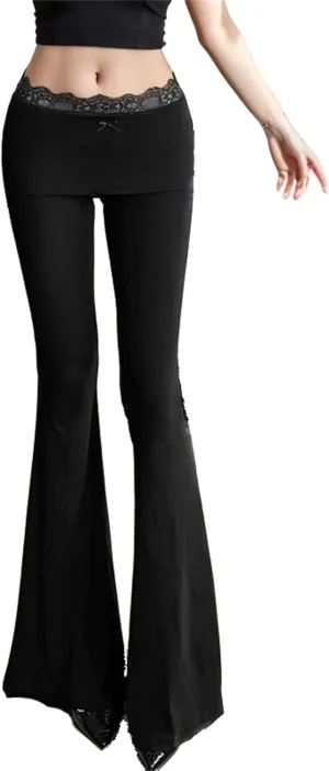 Gothic Bottom Pants for Women Punk Wide Leg Rave Goth Disco Festival