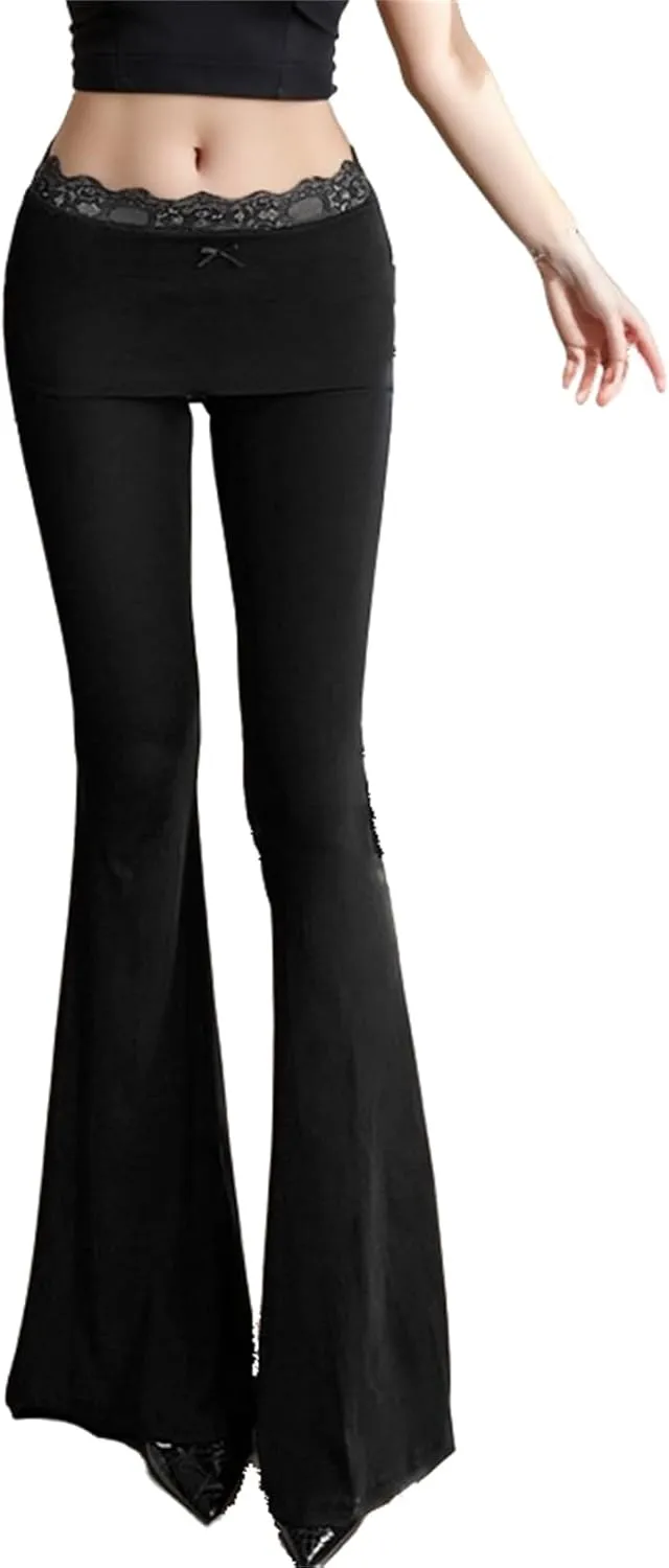 Gothic Bottom Pants for Women Punk Wide Leg Rave Goth Disco Festival