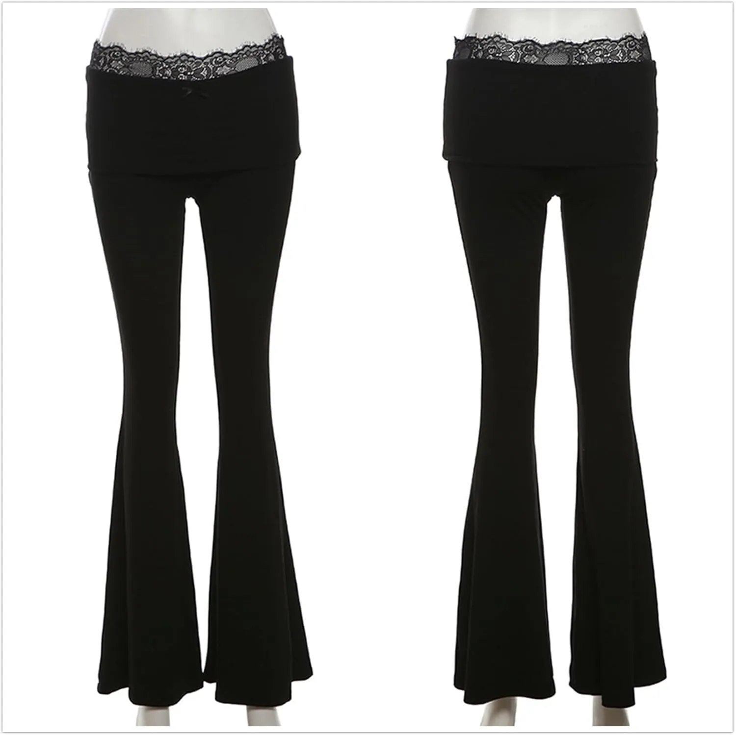 Gothic Bottom Pants for Women Punk Wide Leg Rave Goth Disco Festival