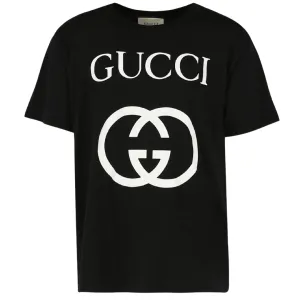 Gucci Interlocking GG Logo Slim Fit Black T-Shirt