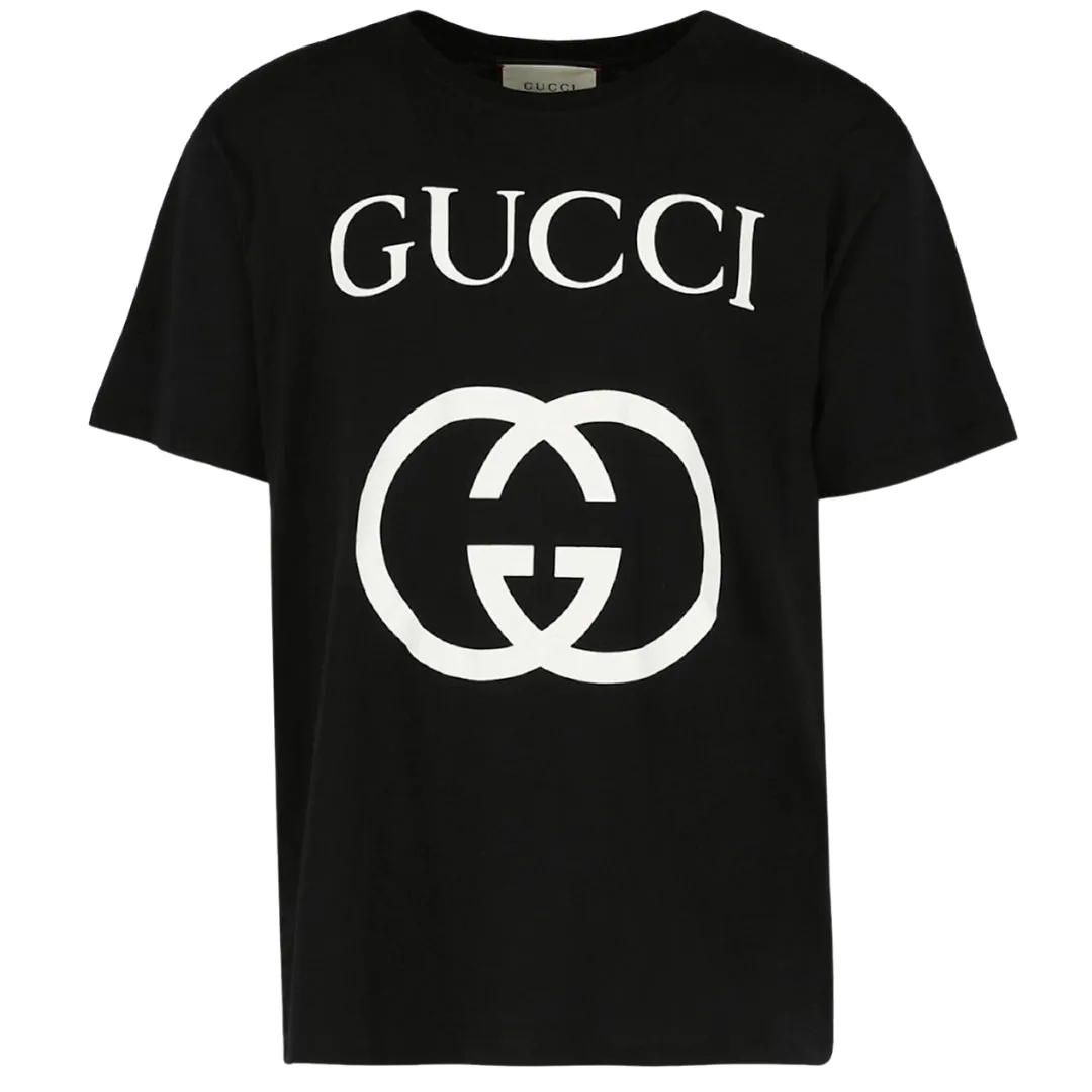 Gucci Interlocking GG Logo Slim Fit Black T-Shirt