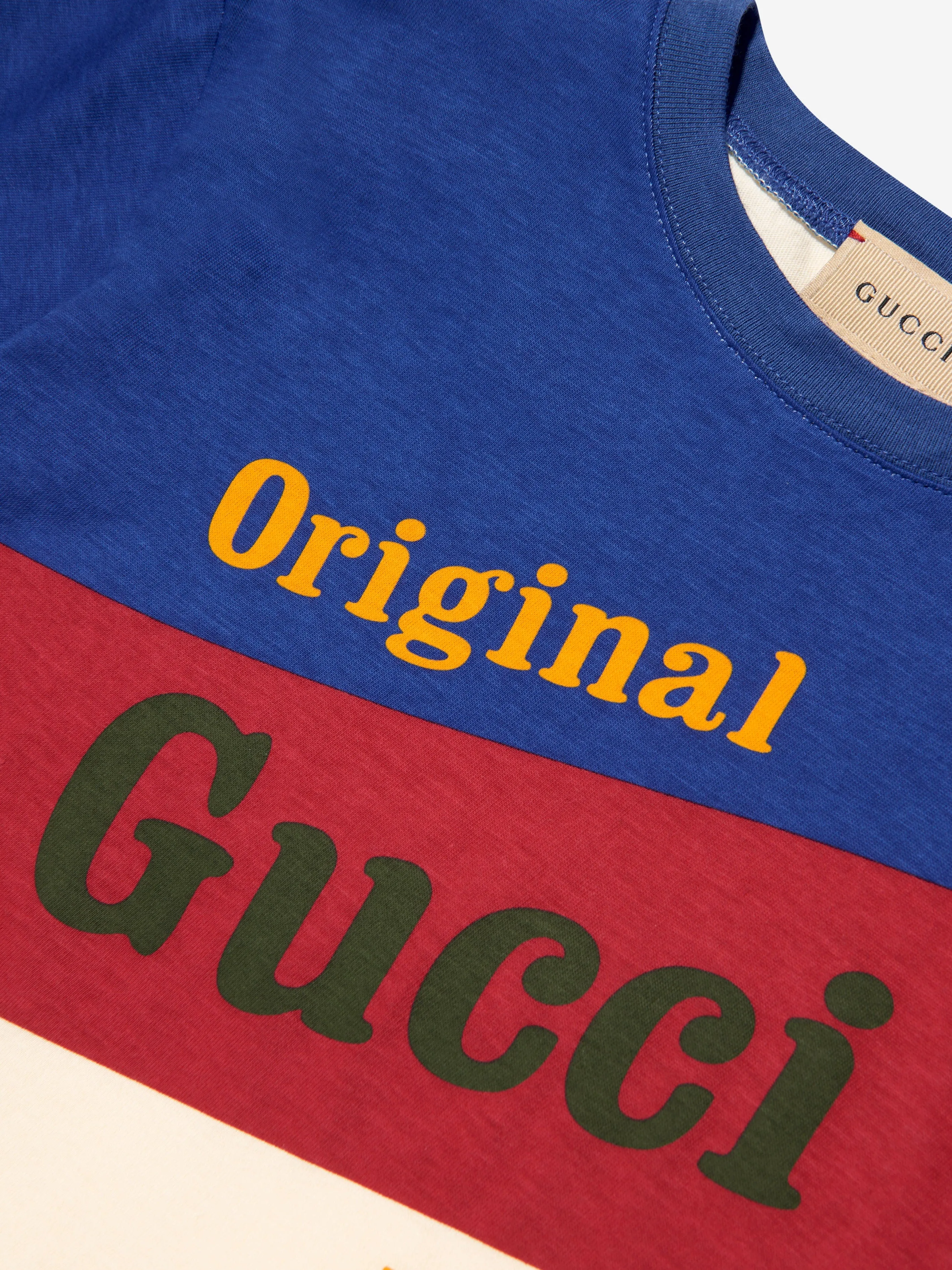 Gucci Kids Logo Print T-Shirt in Blue