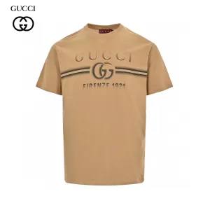 Gucci Tan T-Shirt with Firenze 1921 Logo