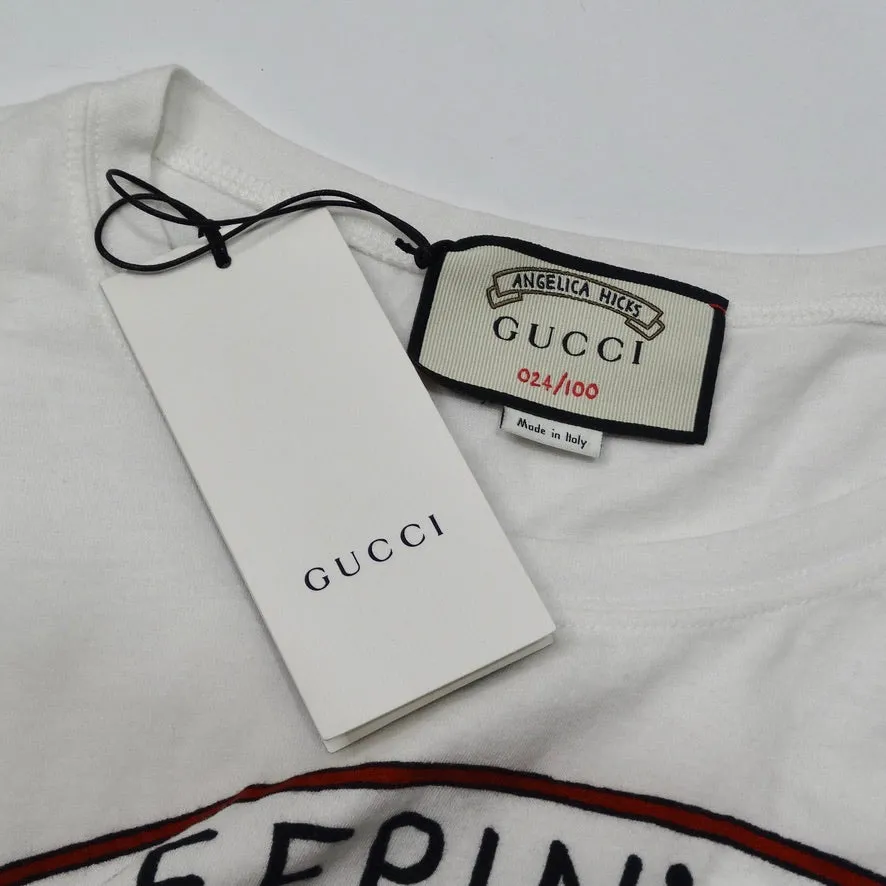 Gucci X Angela Hicks Limited Edition White Cotton 'Keepin It Real' T Shirt   Tin