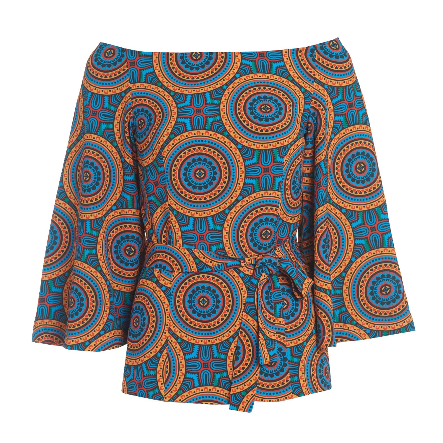 Kahindo Aqua Off-Shoulder Blouse