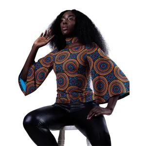 Kahindo Aqua Off-Shoulder Blouse