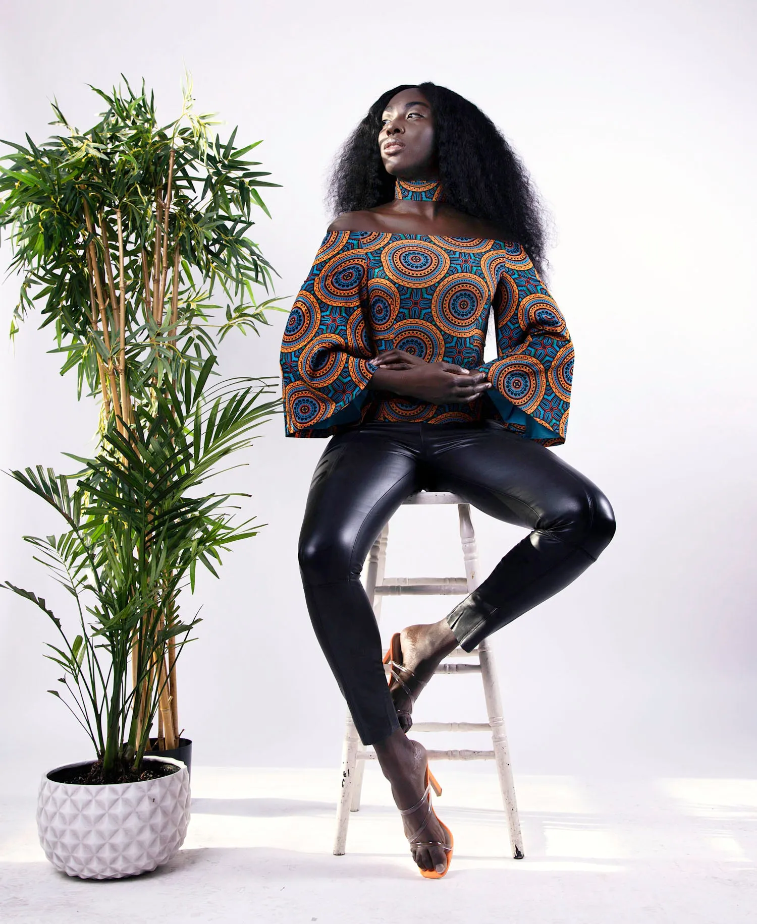 Kahindo Aqua Off-Shoulder Blouse