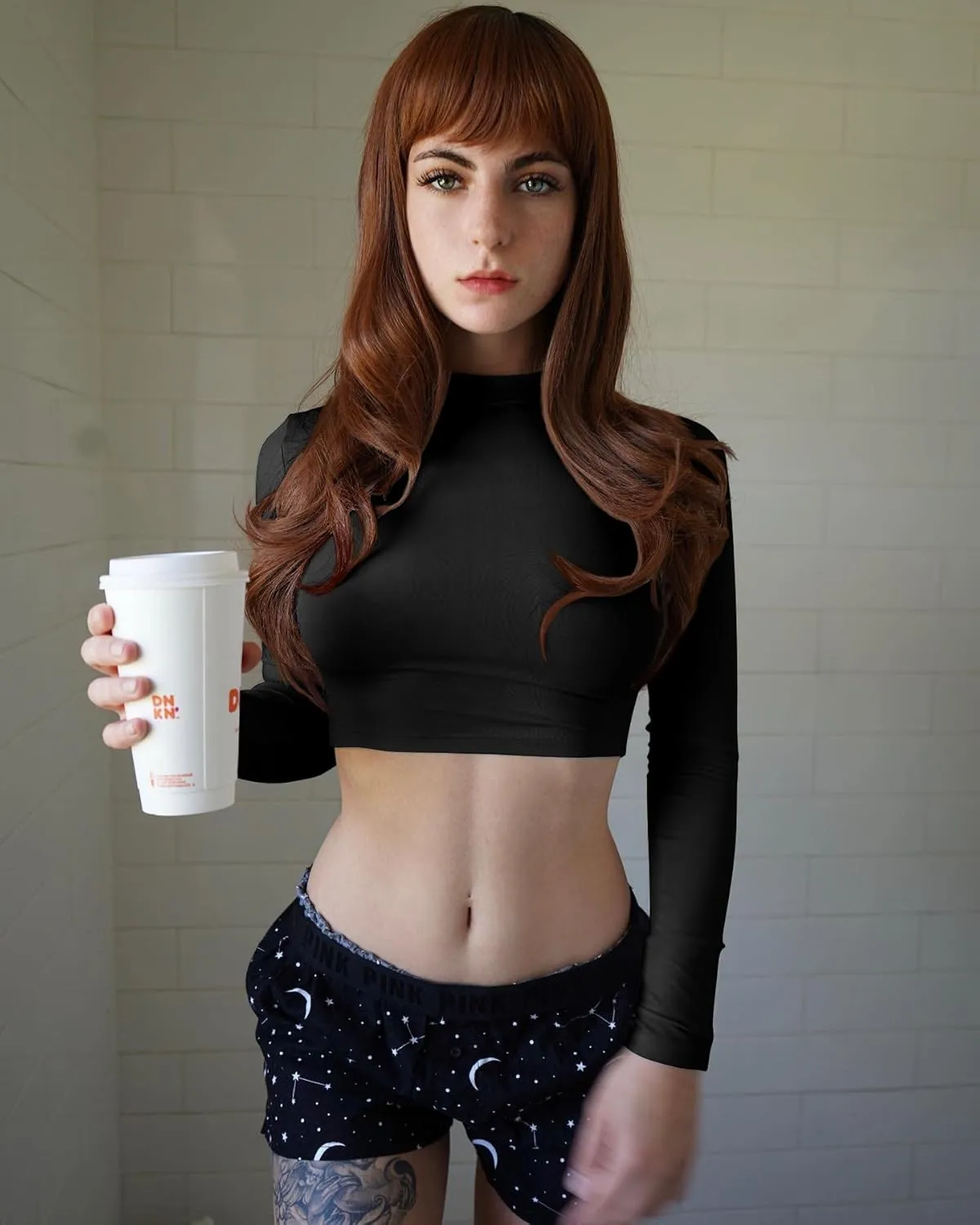 LAGSHIAN Basic Long Sleeve Crop Top, Women's Turtleneck Sexy Casual Top