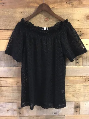 Laura Off Shoulder Top Cover Up in Black