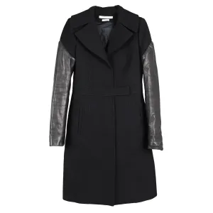 LEATHER SLEEVE COAT / BLACK