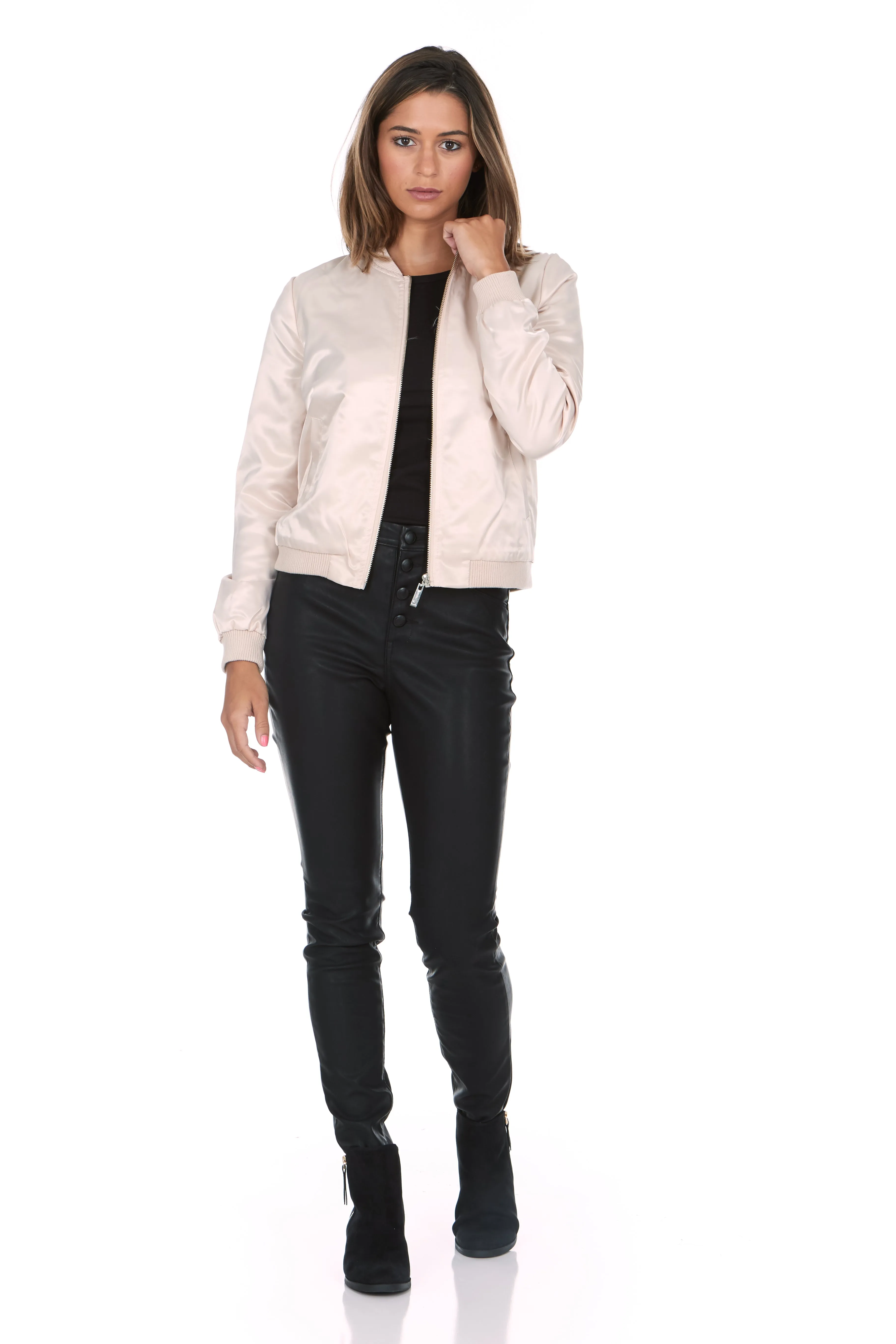 Lightweight Cotton Cream Bomber Jacket