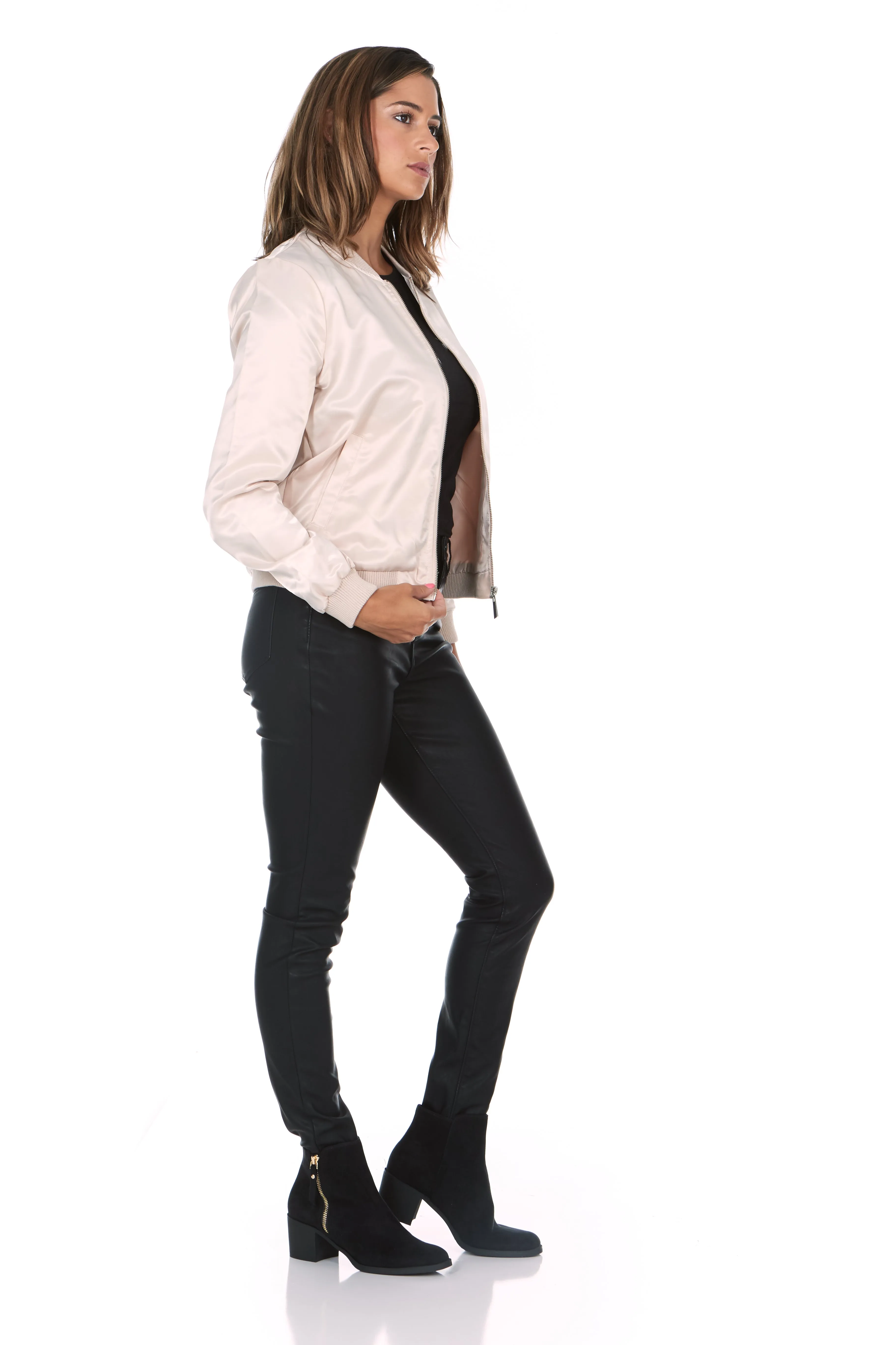 Lightweight Cotton Cream Bomber Jacket