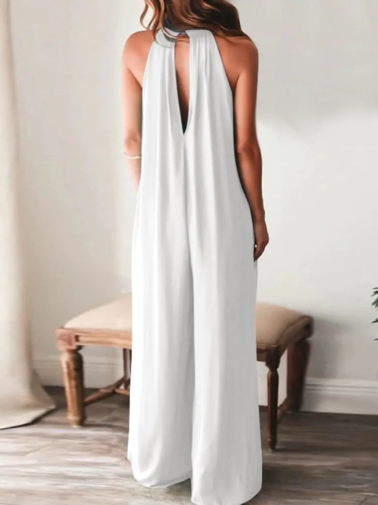 Loose Button Up  Jumpsuits
