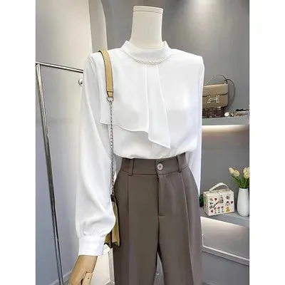 Luexco Prim Chic Blouse French Satin Beaded Top