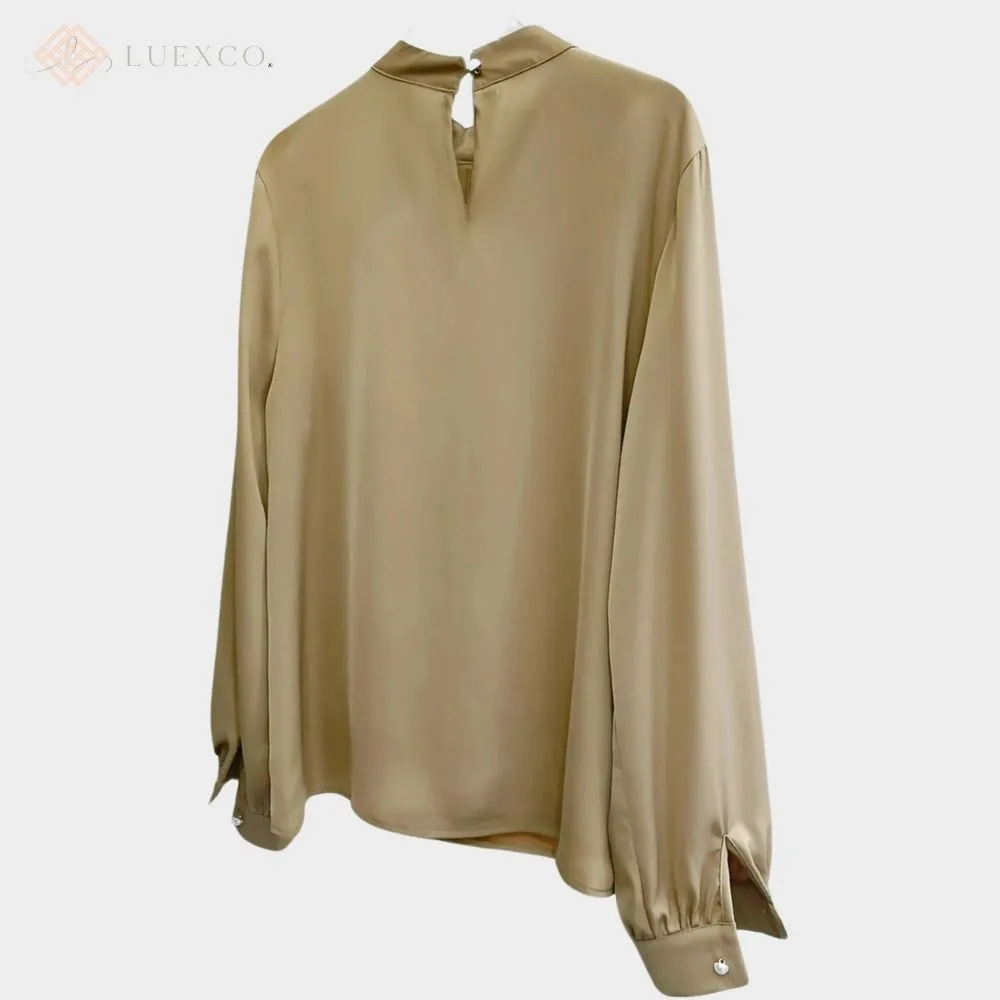 Luexco Prim Chic Blouse French Satin Beaded Top