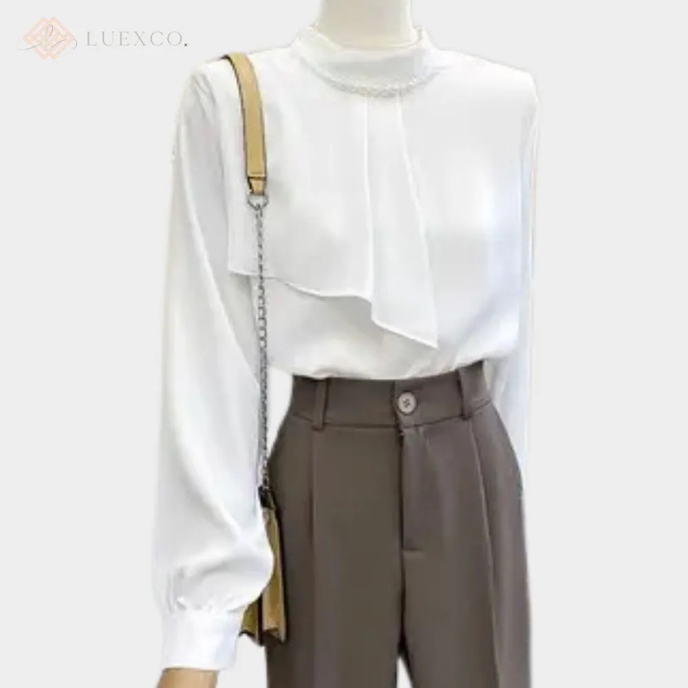 Luexco Prim Chic Blouse French Satin Beaded Top