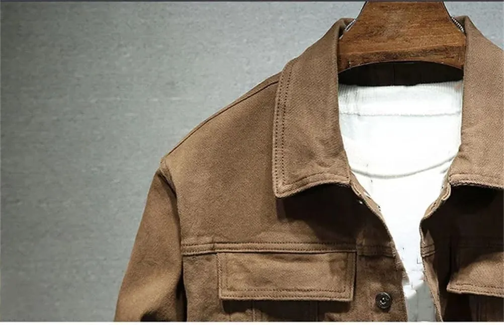 Men's Denim Jacket Stretch Slim Fit Jacket Denim Casual Classic Denim Jacket Button Down Denim Jacket