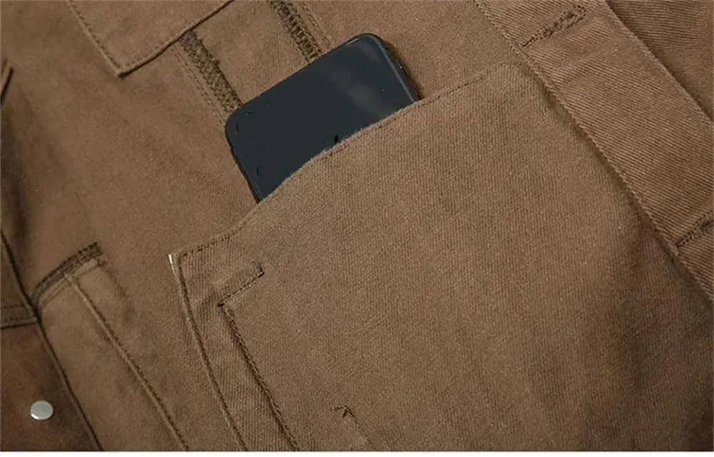 Men's Denim Jacket Stretch Slim Fit Jacket Denim Casual Classic Denim Jacket Button Down Denim Jacket