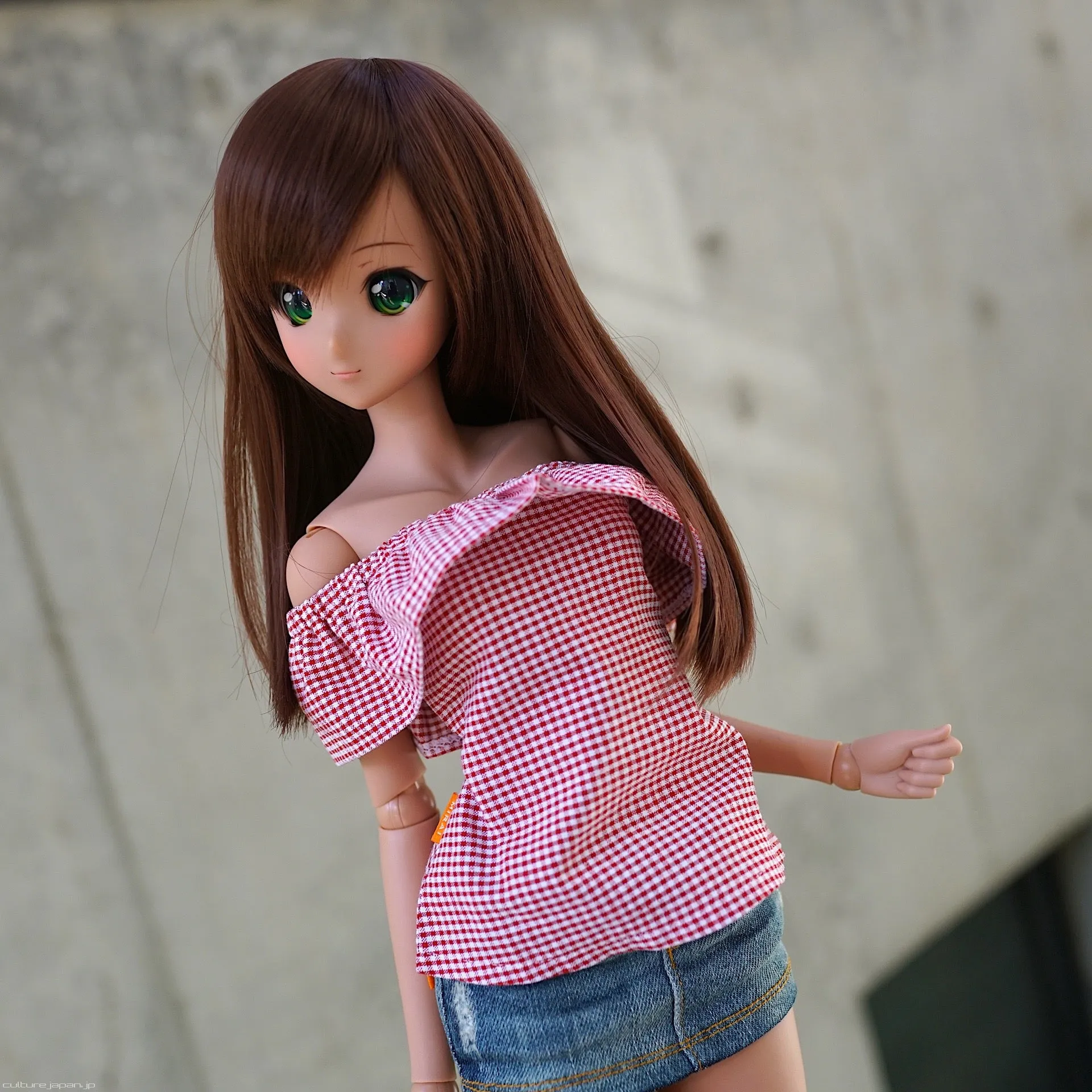 Off Shoulder Blouse Gingham Red