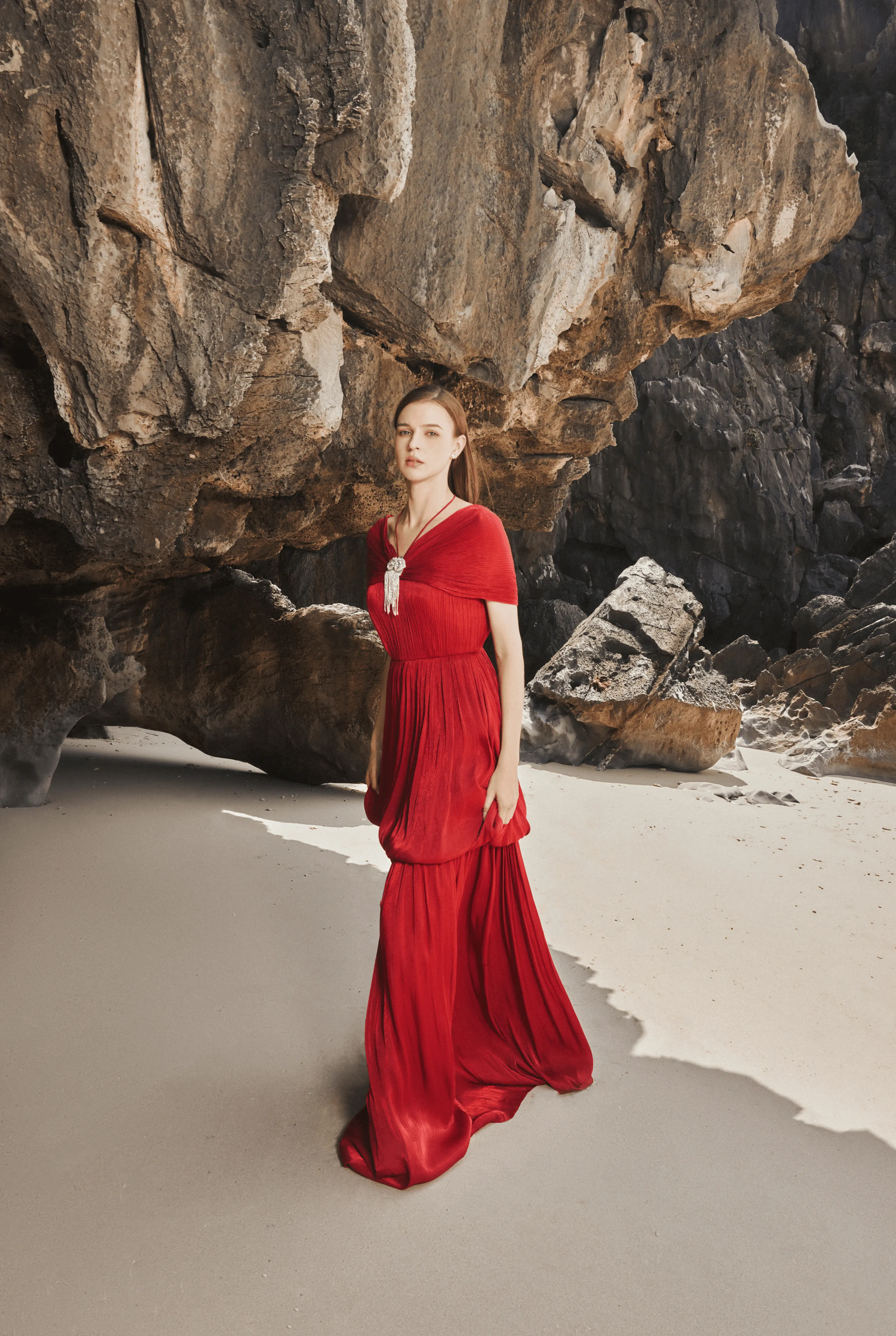 Off-Shoulder Bubble Flare Pleated Full Dress