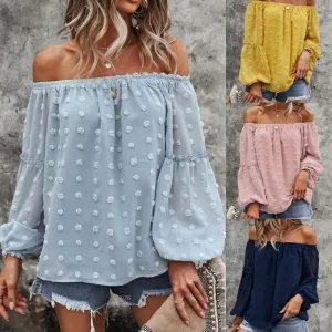 Off-Shoulder Full Sleeved Textured Blouse