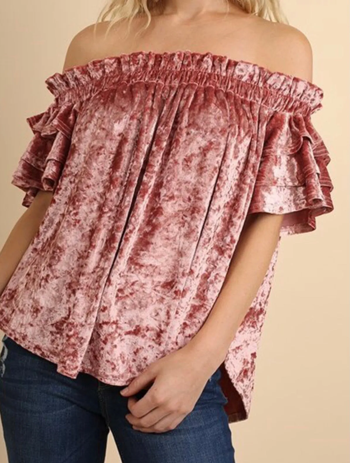 Off Shoulder Velvet Top