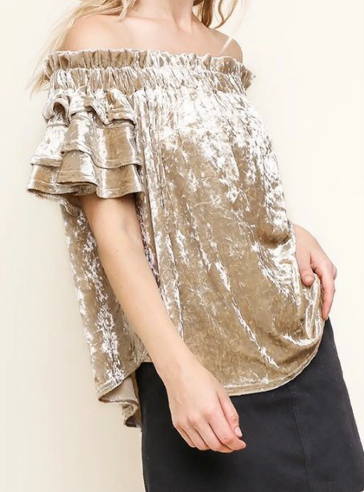 Off Shoulder Velvet Top