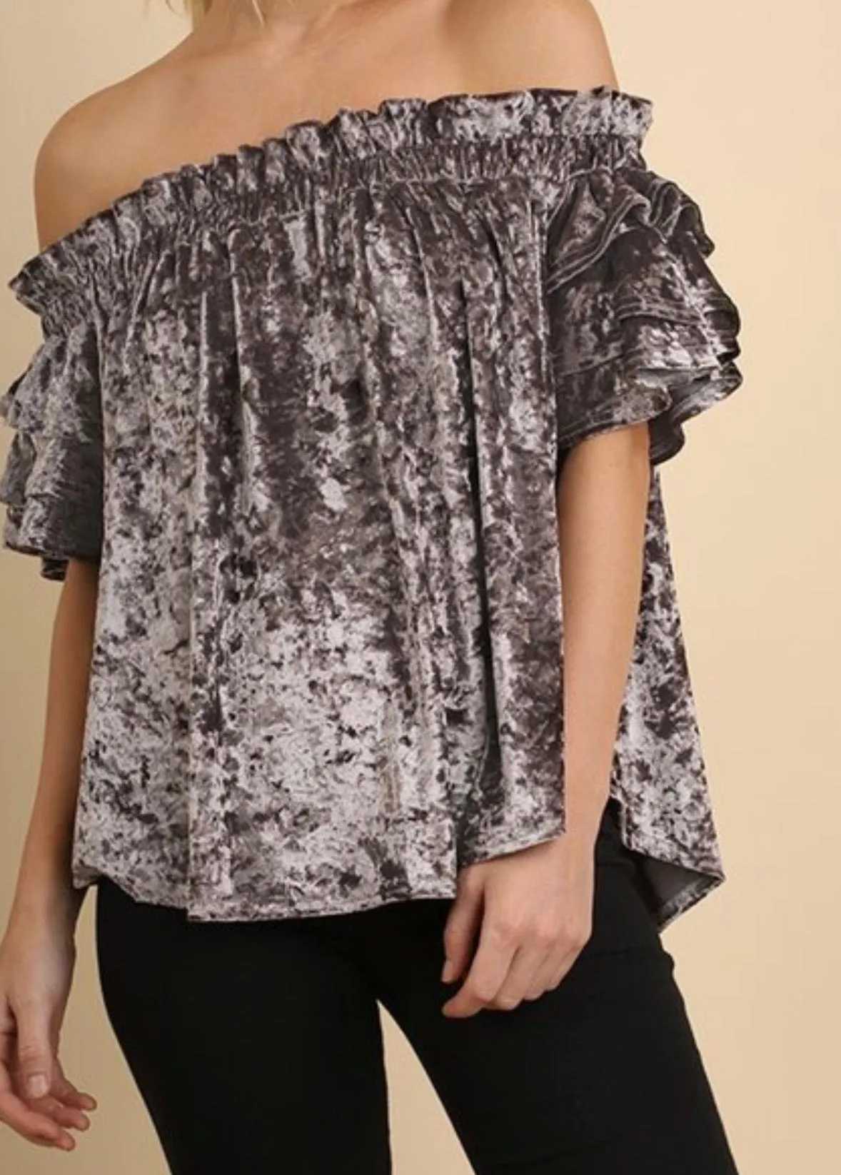 Off Shoulder Velvet Top