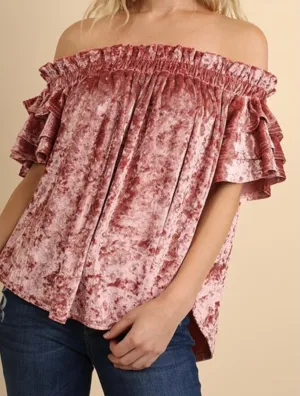 Off Shoulder Velvet Top