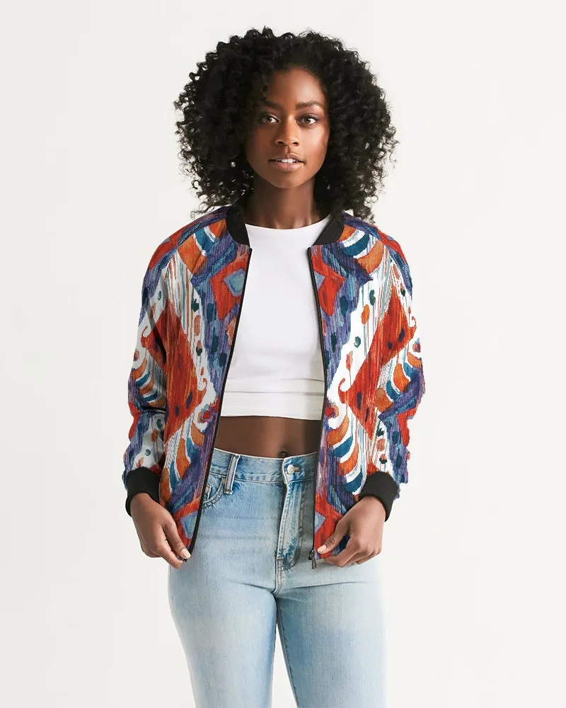 Red Crush Ikat Women's Bomber Jacket