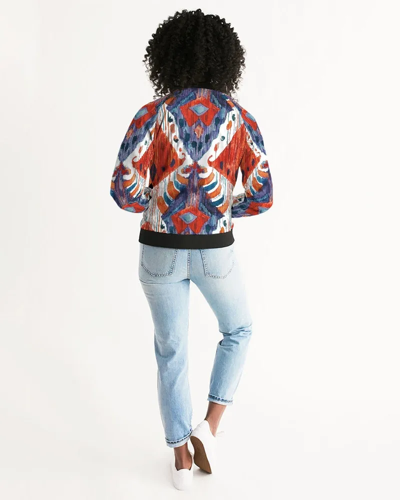 Red Crush Ikat Women's Bomber Jacket